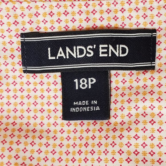 Lands' End Orange Pink Micro Print Supima Cotton Spandex Top Size 18P - Picture 10 of 13